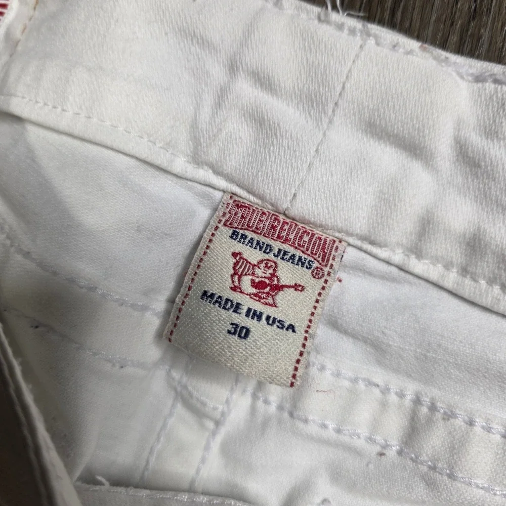 True Religion Womens 28 Billy Bootcut Jeans White Flap Pocket Low Rise STAINED - Picture 2 of 15
